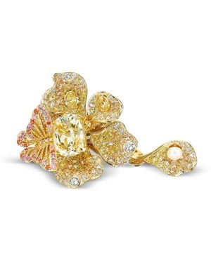 Anabela Chan 18Kt Vermeil Canary Peony Butterfly Gemstone Ring - Metallic
