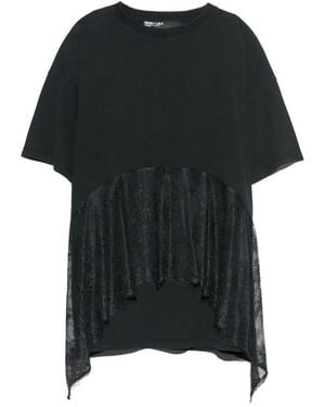 Bimba Y Lola Wash Lace Ruffle T-Shirt - Black