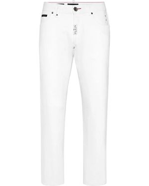 Philipp Plein Straight-Leg-Hose Mit Logo-Stickerei - Weiß
