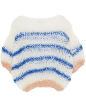 Maiami Short-Sleeve Striped Sweater - Blue