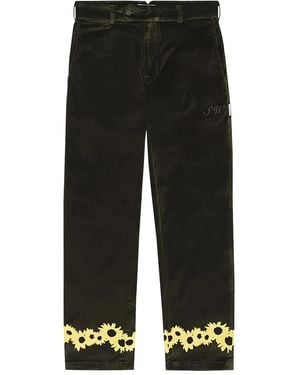 SAINTWOODS Flower-Trim Trousers - Black
