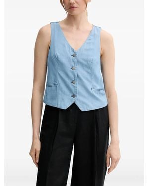 Benetton Chambray V-Neck Vest - Blue