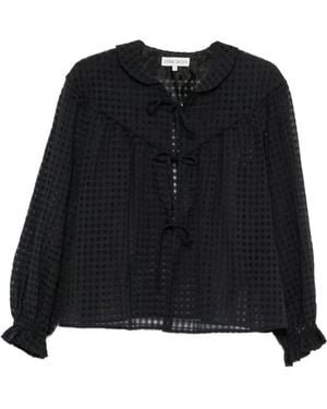 Stine Goya Gingham Tie-Fastening Blouse - Black