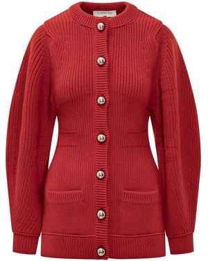 Lanvin Ribbed Button Cardigan - レッド