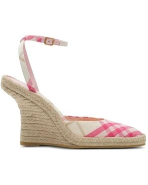 Burberry Check Mews Espadrille Pumps - Pink