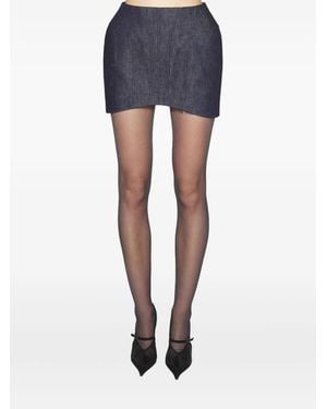 Mugler Denim Rok Met Korset Detail - Blauw