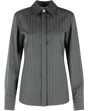 Sportmax Pinstripe-Print Wool Shirt - Grey