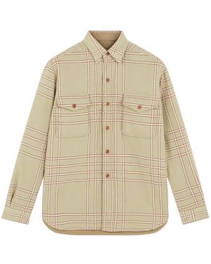Fortela Patch-Pockets Checked Overshirt - Natural