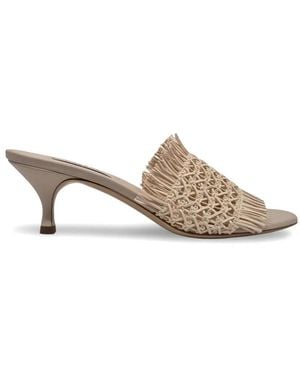 Casadei Fringe-Detail Heeled Sandals - Natural
