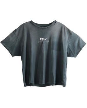PALY Distressed Logo-Print T-Shirt - Grey