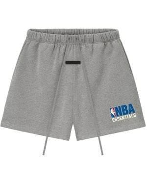 Fear Of God Logo-Print Track Shorts - Grey