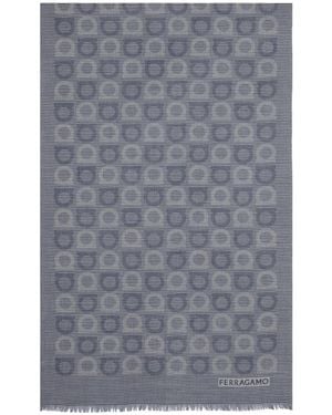 Ferragamo Sciarpa Con Stampa Gancini - Grigio