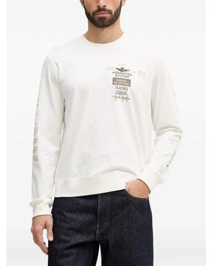 Aeronautica Militare Graphic-Print Long-Sleeve T-Shirt - White