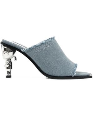 KARL LAGERFELD Sandales À Logo Et À Talon Avec Détail Effiloché - White