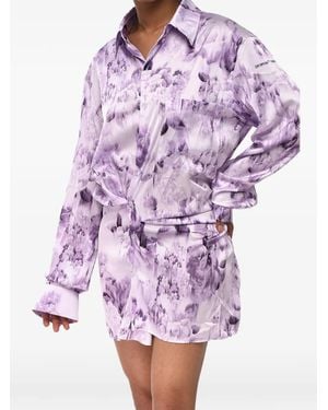 Off-White c/o Virgil Abloh Floral-Print Twisted-Waist Mini Dress - Purple