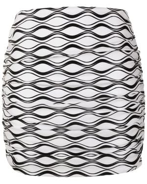 Amir Slama Ruched Wave-Print Mini Skirt - White