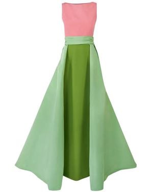 Carolina Herrera Color-Blocked Column Gown With Overskirt - Green