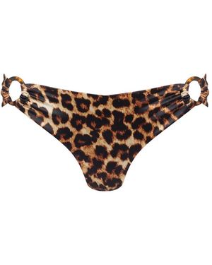 Maison Close Leopard-Print Ring-Detail Bikini Bottoms - Brown