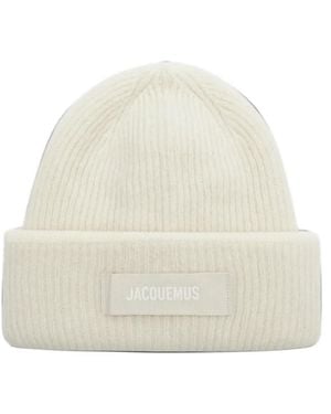 Jacquemus Le Bonnet Logo-Patch Beanie Hat - White