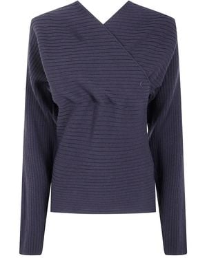 Paloma Wool V-Neck Ribbed Sweater - Blue