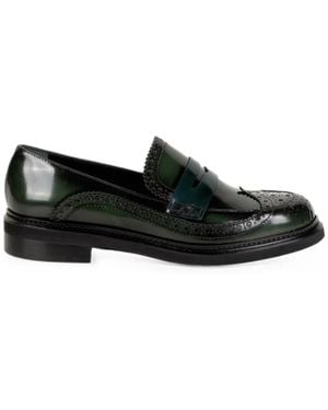 Napoleoni Mocassins Bianca En Cuir À Détails Façon Richelieus - Black