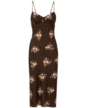 Veronica Beard Shara Floral-Print Midi Dress - Brown