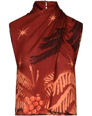 Johanna Ortiz Imaginative Draped Printed Top - Red