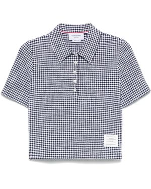 Thom Browne Tweed Polotop Met Gingham Ruit - Blauw