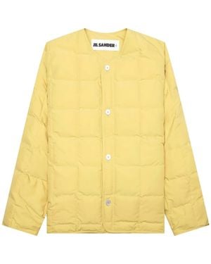 Jil Sander Quilted Button-Fastening Jacket - Yellow