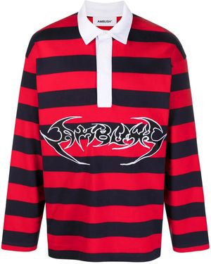 Ambush Striped Logo-Print Cotton Polo - Red