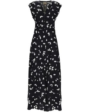 Alysi V-Neck Print Midi Dress - Black