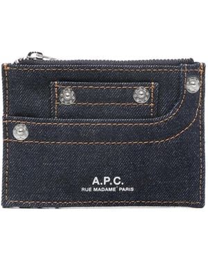 A.P.C. Logo-print Denim Wallet - Blue
