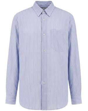 Tonywack Striped-Motif Pointed-Collar Shirt - Blue