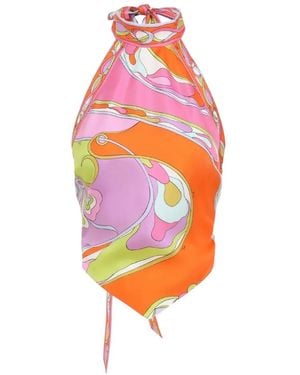 PUCCI Orchidee Print Silk Top - White