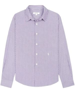 Sporty & Rich Logo-Embroidered Striped Cotton Shirt - Purple