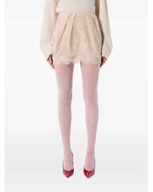 Blumarine Lace-Overlay Darted Mini Skirt - Natural