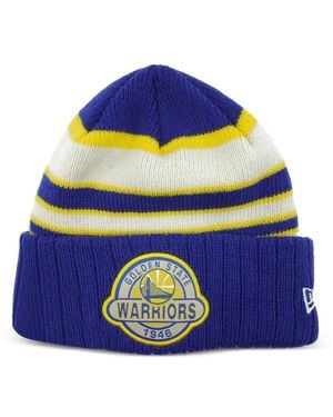 KTZ Golden State Warriors Striped Beanie Hat - Blue