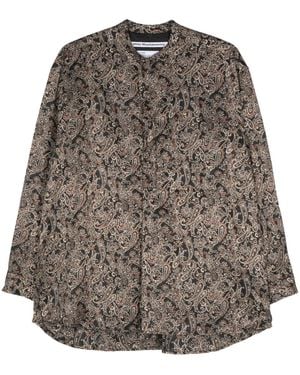 White Mountaineering Paisley-Print Satin Shirt - Grey