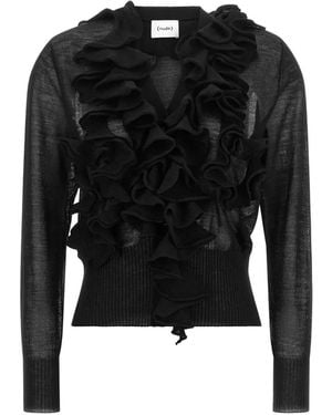 Nude Semitransparenter Cardigan Mit Rüschen - Schwarz