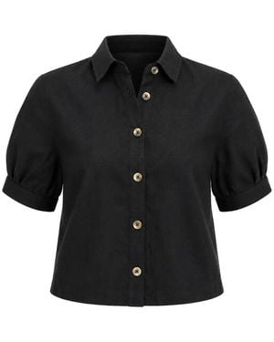 DL1961 Montauk Puff-Sleeve Shirt - Black