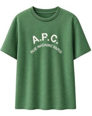 A.P.C. T-Shirt With Faded-Effect Logo - Green