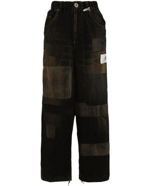 Maison Mihara Yasuhiro Jeans Met Patchwork - Zwart
