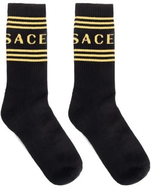 Versace 1990S Vintage Sokken Met Logo - Zwart