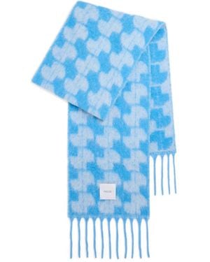 Patou Sciarpa Con Motivo Geometrico E Frange - Blu