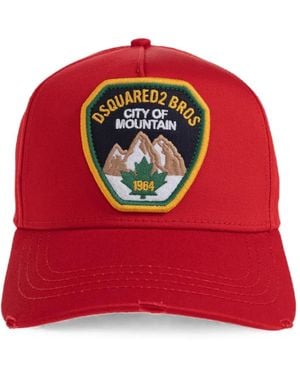 DSquared² Logo-Patch Distressed Baseball Cap - Red