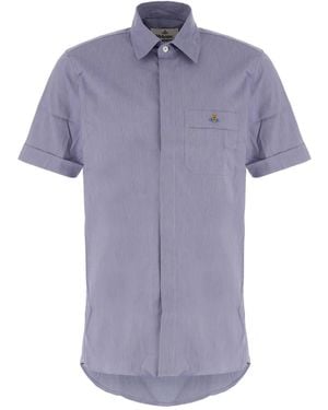 Vivienne Westwood Logo-Embroidered Short-Sleeve Shirt - Purple