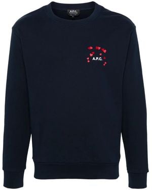 A.P.C. Logo-Print Cotton Sweatshirt - Blue