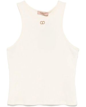 Twinset Oval T Fine-Ribbed Tank Top - Natural