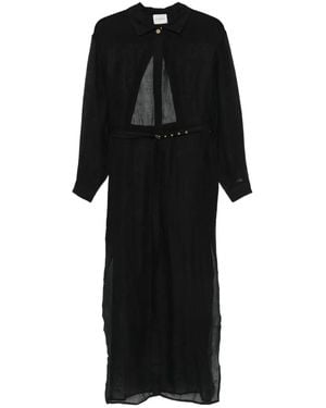 LeKasha Linen Midi Dress - Black