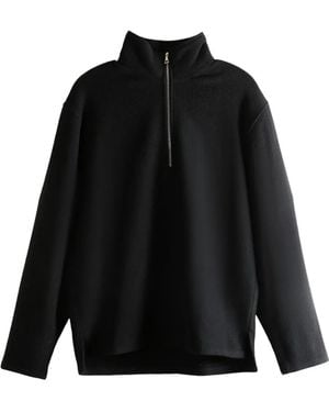 Rier Jersey De Lana Con Media Cremallera - Negro